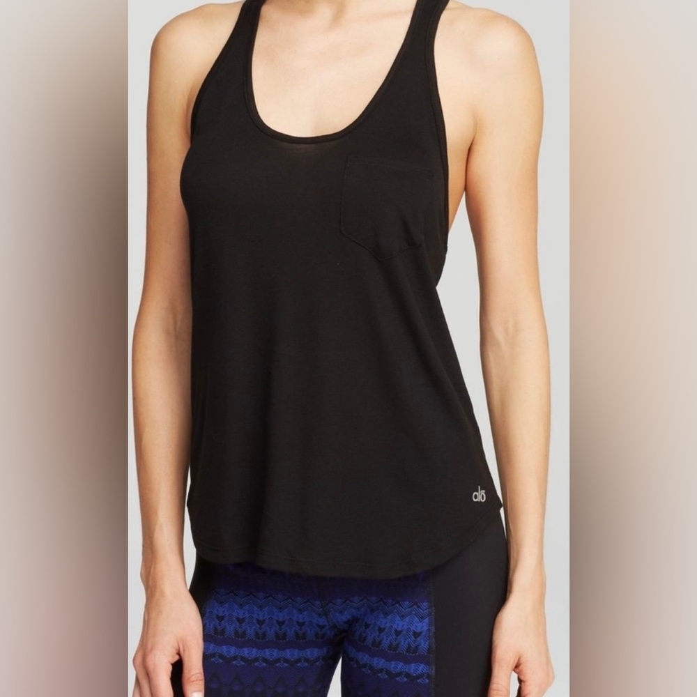 Alo Yoga Extreme Racer Black Mesh Back Tank